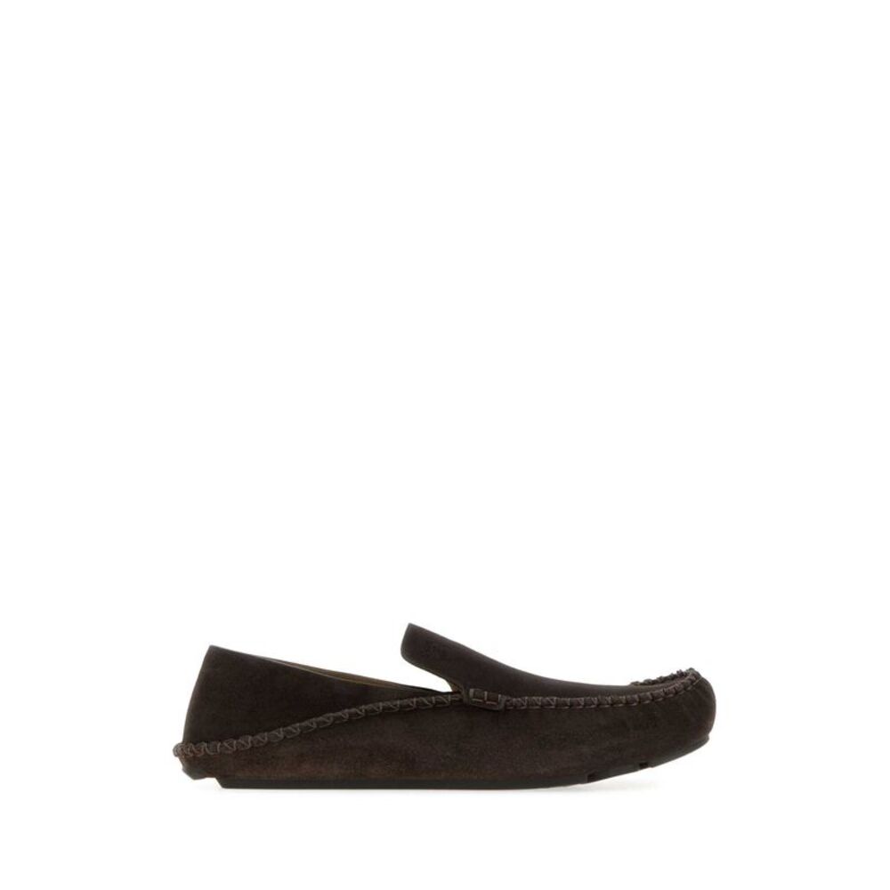 Loewe Men Dark Brown Suede Rambla Loafers